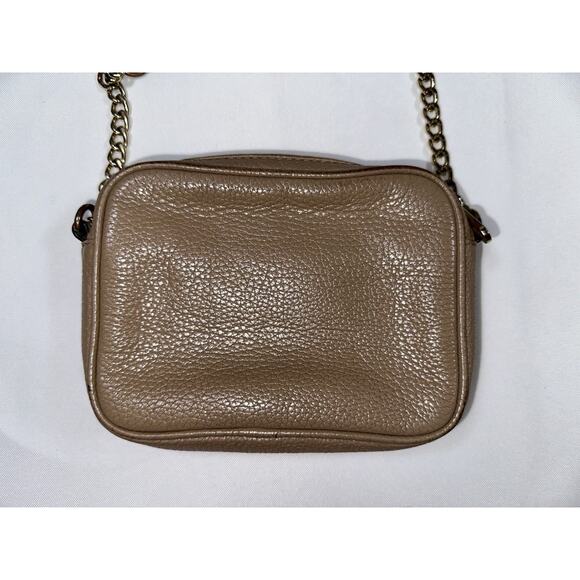 Michael Kors Fulton Small Mini Beige Taupe Leather Zip Chain Strap Crossbody Bag - Picture 15 of 15